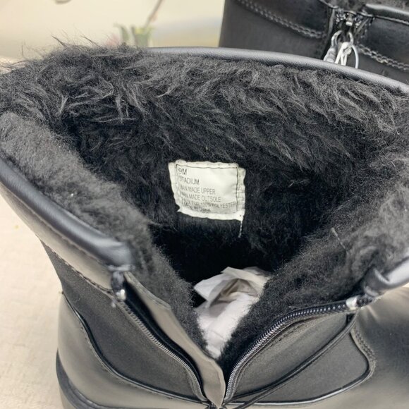 Totes Women's Waterproof Stadium Boots - Size 9M - Black Faux Fur Lining - Picture 6 of 10